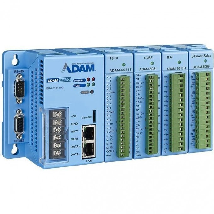 Базовый модуль ADVANTECH ADAM-5000L/TCP для монтажа на стену/DIN-рейку с 2 портами Ethernet и 3 COM-портами ADAM-5000L/TCP-BE
