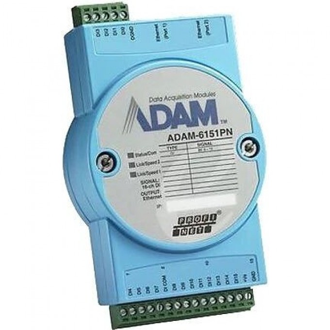Модуль ввода-вывода ADVANTECH ADAM-6151PN с 16 дискретными входами и 2 Ethernet портами ADAM-6151PN-AE