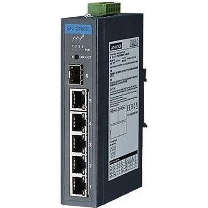 Промышленный PoE-коммутатор ADVANTECH EKI Серия с 4x10/100 Мбит/с PoE и 1x10/100/1000 Мбит/с SFP портом EKI-2706E-1GFP-AE