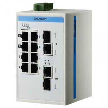 Промышленный коммутатор Ethernet ADVANTECH ProView с 8 портами 10/100 Мбит/с и 2 SFP Combo портами Gigabit Ethernet EKI-5629C-AE