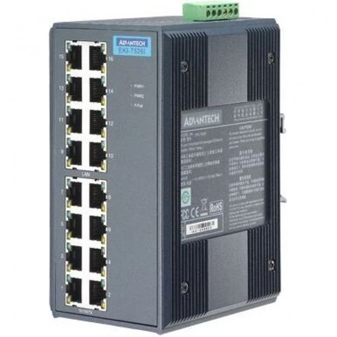 Промышленный коммутатор Ethernet ADVANTECH EKI Серия 16 портов 10/100 Мбит/с EKI-7526I-AE