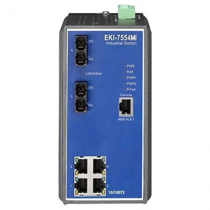 Управляемый коммутатор Ethernet ADVANTECH EKI Серия с 6 портами 10/100 Мбит/с EKI-7554SI-AE