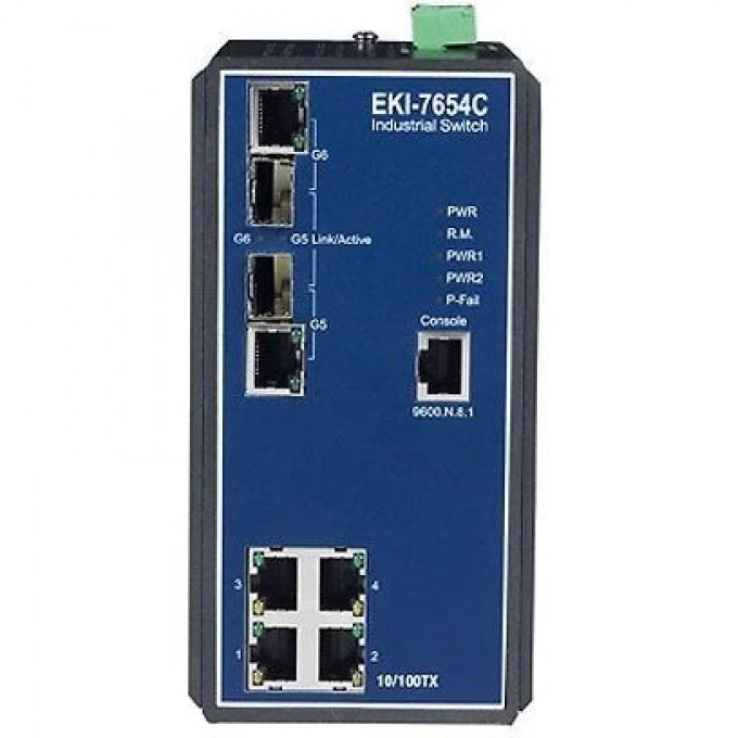Управляемый коммутатор Ethernet ADVANTECH EKI Серия 4xRJ-45 2xCombo (RJ-45 или SFP) EKI-7654C-AE