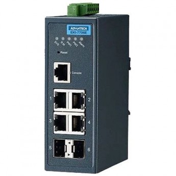 Управляемый коммутатор Ethernet ADVANTECH Серия EKI с 4 портами 10/100 Мбит/с и 2 портами SFP Gigabit Ethernet EKI-7706E-2F-AE