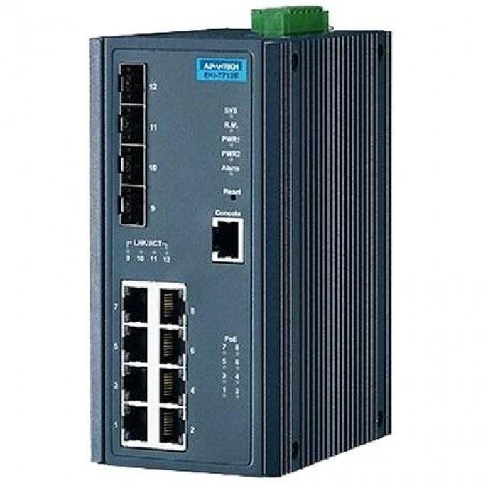 Управляемый коммутатор Ethernet ADVANTECH Серия EKI 12 портов EKI-7712E-4FPI-AE