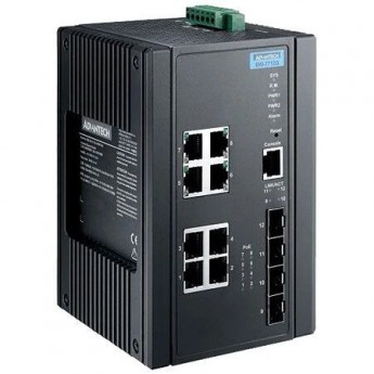 Управляемый коммутатор Ethernet ADVANTECH Серия EKI 8 портов PoE+ 4 порта SFP Gigabit EKI-7712G-4FMPI-AE