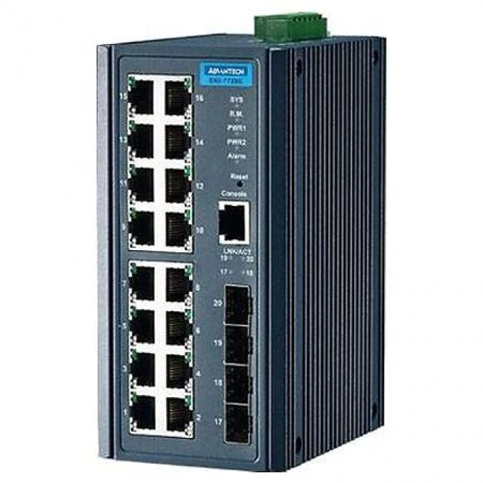 Управляемый коммутатор Ethernet ADVANTECH Серия EKI 20 портов 16xRJ-45 4xSFP EKI-7720E-4FI-AE