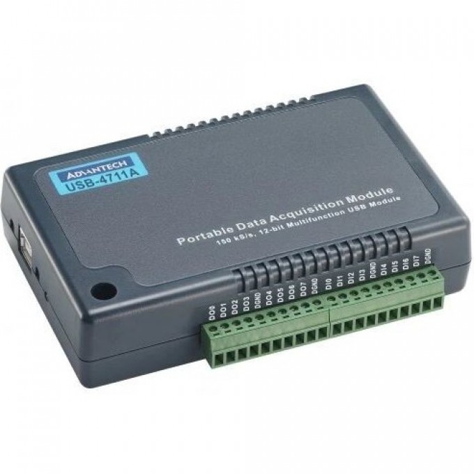 Модуль ввода-вывода ADVANTECH Серия USB с 16 АЦП, 2 ЦАП, 8 дискретных входов, 8 дискретных выходов USB-4711A-BE